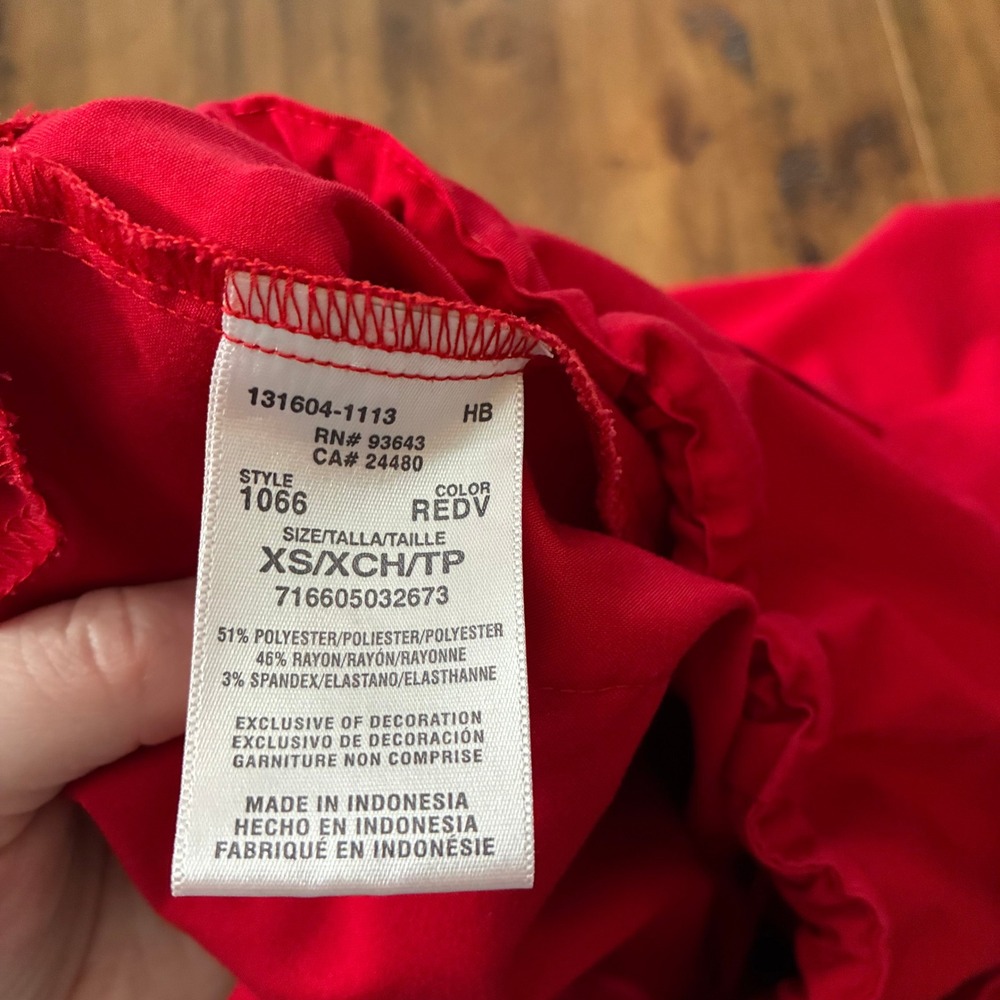 Women's Red Cherokee Scrub Top Style 1066 - Picture 13 of 14